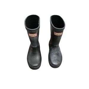 Hunter Black Kids Rubber Rain Boots Size 9/10 Waterproof Durable Outdoor Footwea